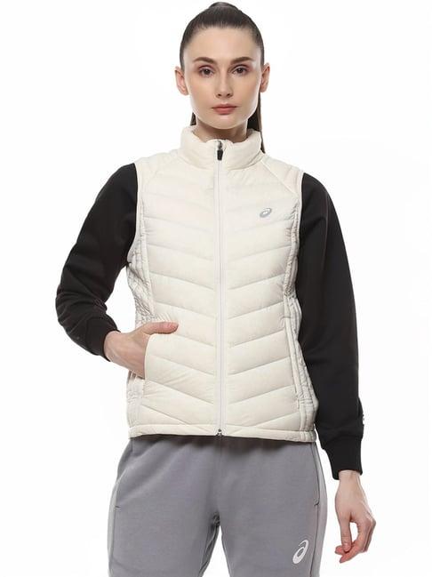 asics white textured pattern sports jacket