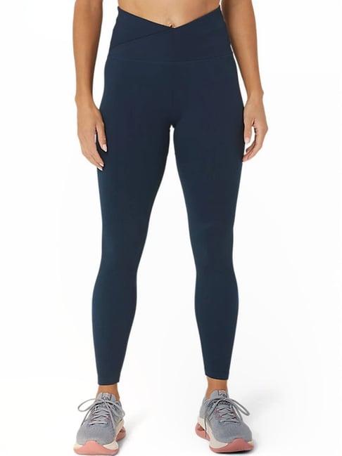 asics french blue color-block sports tights