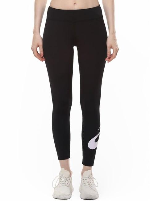 asics black printed sports tights