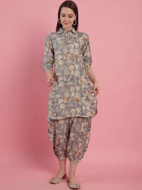 prakrti grey printed kurti salwar set