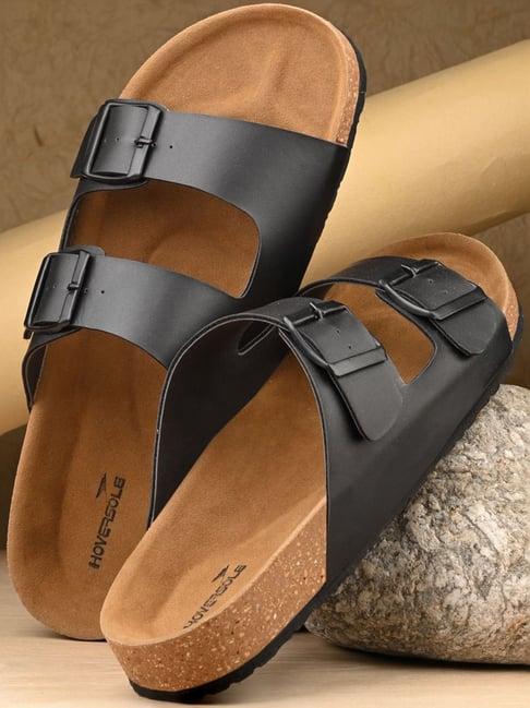 hoversole men's black cork casual sandals