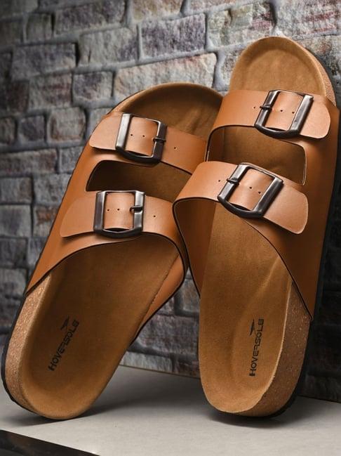 hoversole men's tan cork casual sandals