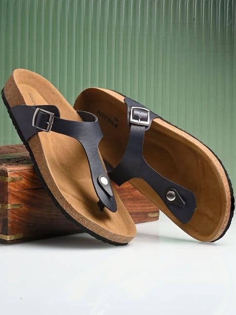 hoversole men's navy cork t-strap sandals