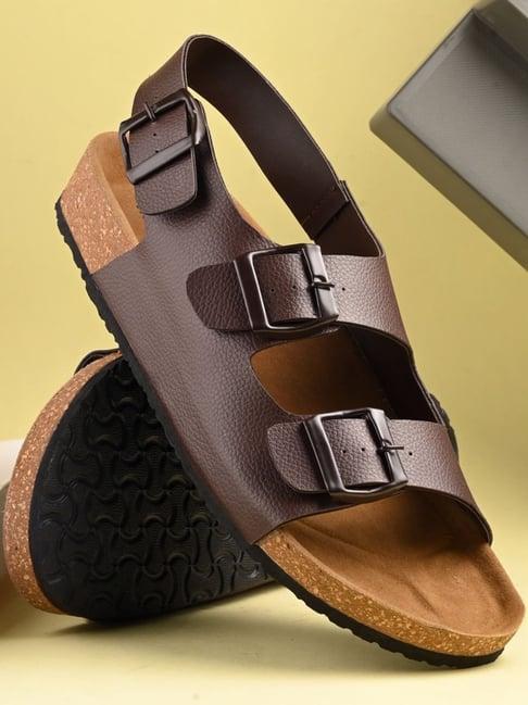 hoversole men's brown cork back strap sandals