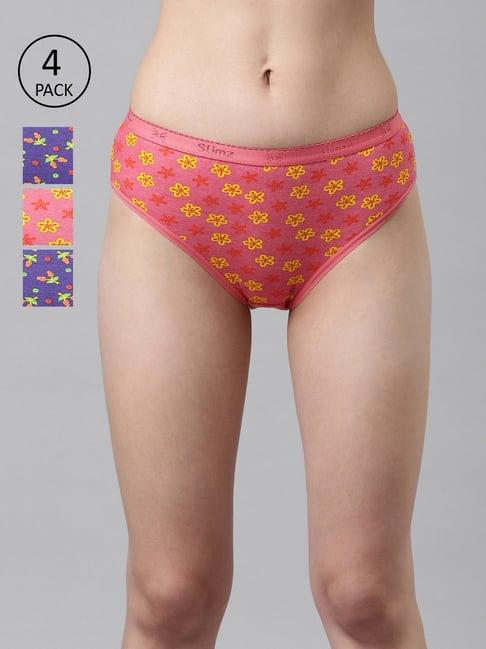 dixcy scott slimz assorted floral print bikini panty (pack of 4)