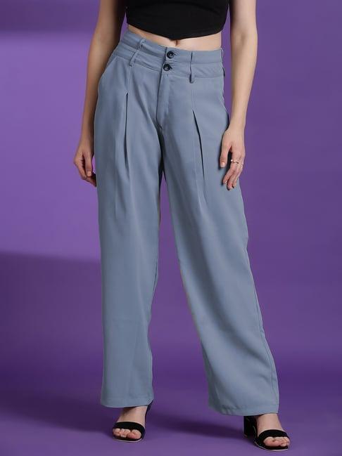 kotty blue straight fit high rise pants