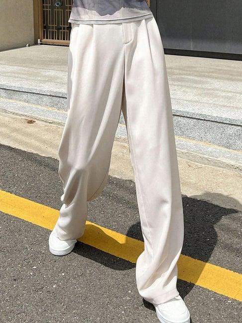 kotty white straight fit high rise pants