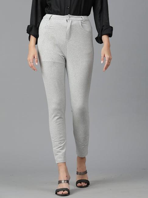 kotty grey textured skinny fit high rise jeans