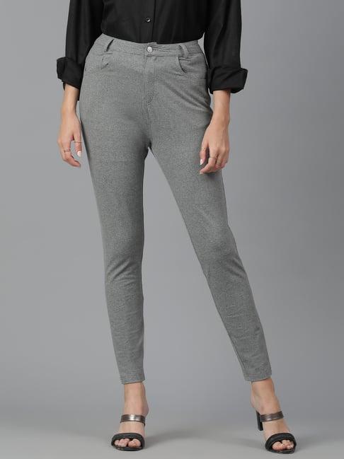 kotty women textured high rise dark grey jeans