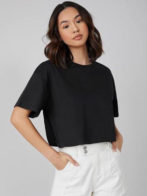 kotty black relaxed fit oversized t-shirt