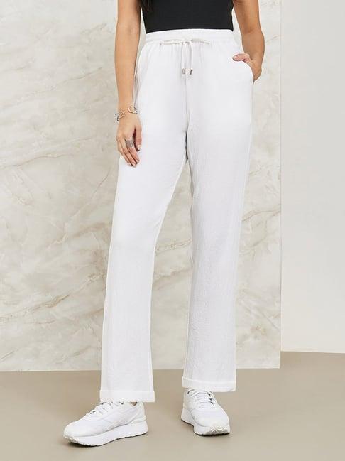 styli off white regular fit mid rise pants