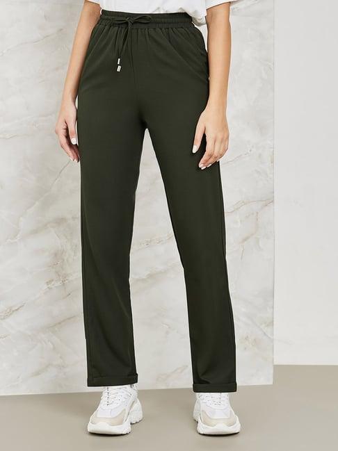 styli olive regular fit mid rise pants