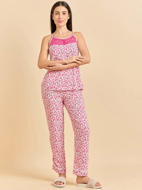 sweet dreams pink printed top & pyjama set with robe