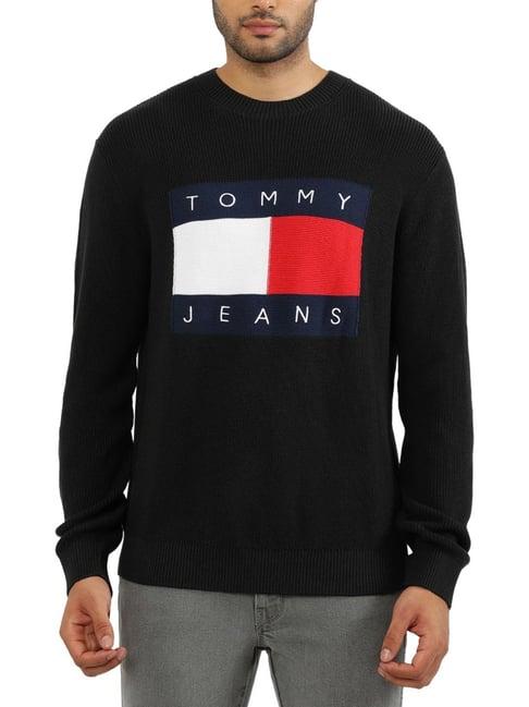 tommy hilfiger black logo regular fit sweater