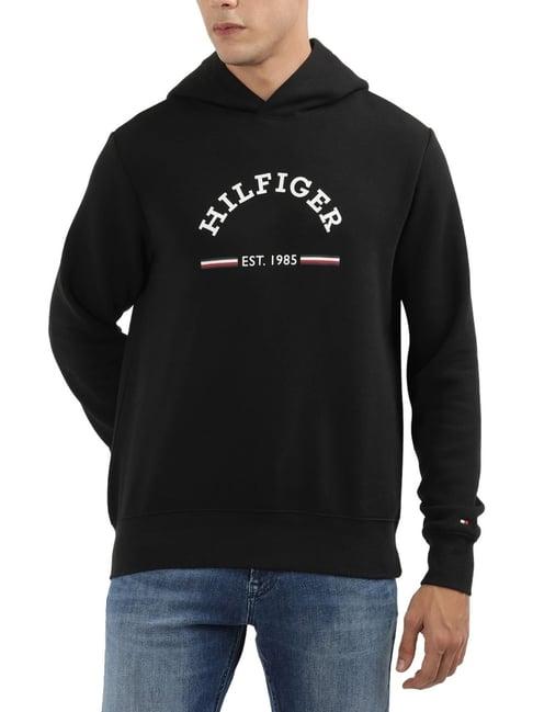 tommy hilfiger black logo regular fit hoodie