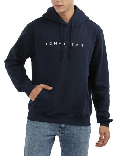 tommy hilfiger navy logo regular fit hoodie