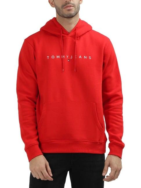 tommy hilfiger red logo regular fit hoodie