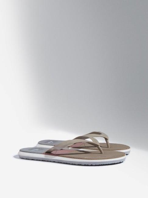 luna blu by westside taupe colour-blocked flip-flop