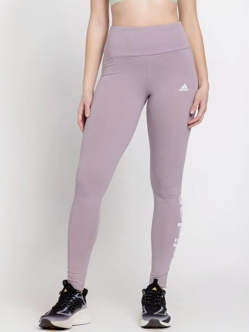 adidas purple cotton logo print tights