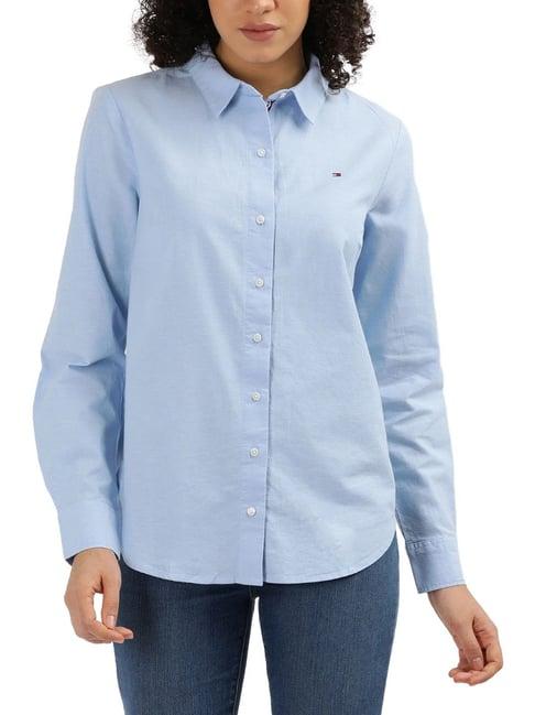 tommy hilfiger blue regular fit shirt