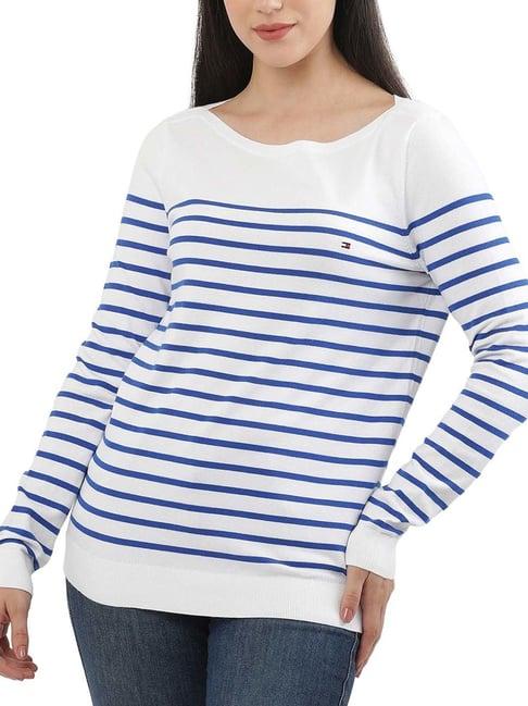 tommy hilfiger blue stripes regular fit sweater