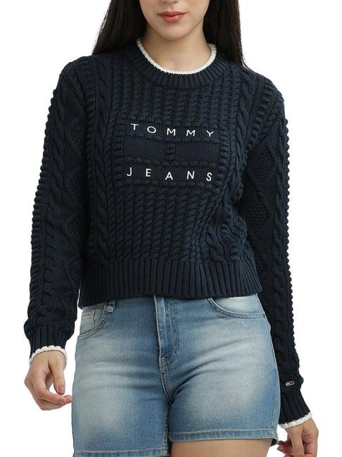 tommy hilfiger blue logo regular fit sweater