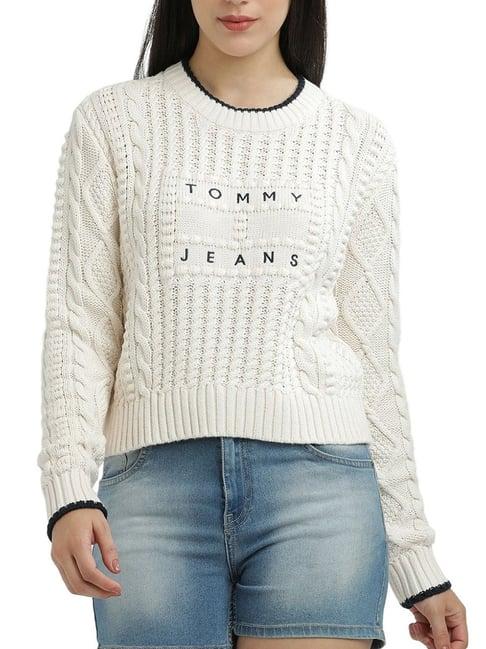 tommy hilfiger white logo regular fit sweater