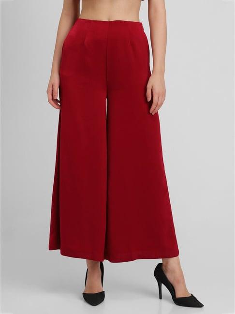 forever 21 red regular fit mid rise pants