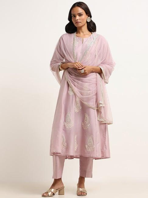 vark by westside lilac embroidered kurta set