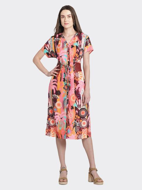 shaye multicolor floral print shirt dress