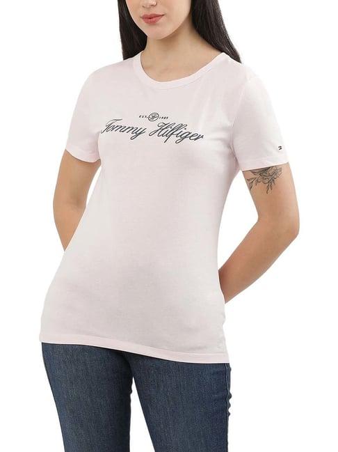 tommy hilfiger pink logo slim fit t-shirt