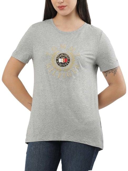 tommy hilfiger grey logo regular fit t-shirt