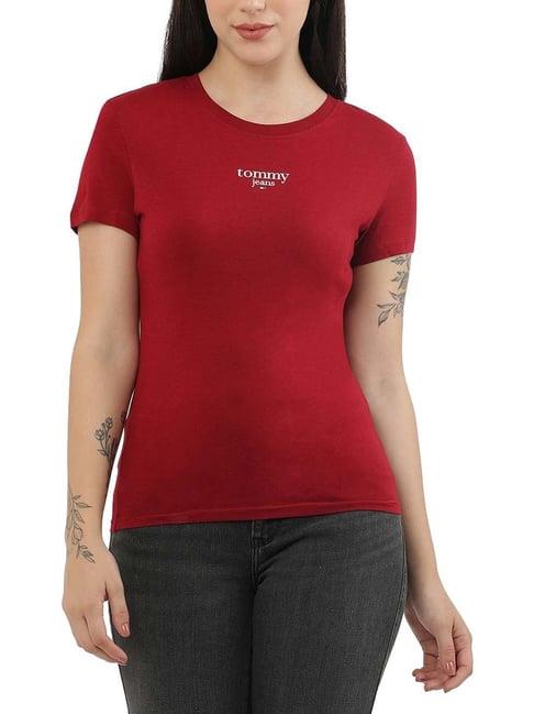 tommy hilfiger red logo slim fit t-shirt