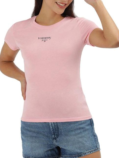 tommy hilfiger pink logo slim fit t-shirt