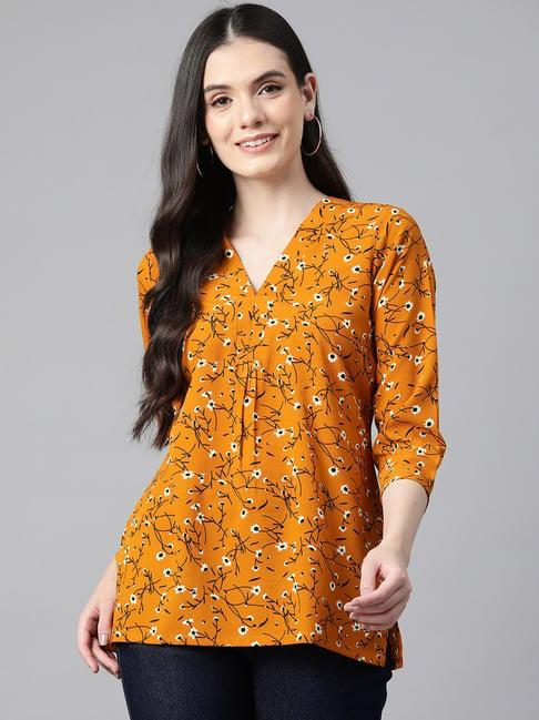 one femme mustard floral print top