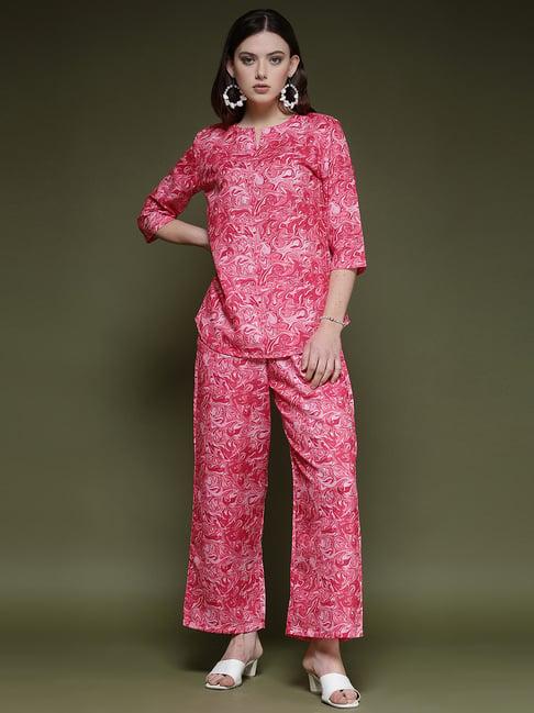 selvia pink printed tunic with pants