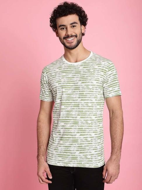 venitian- forbidden clothing light olive slim fit printed crew t-shirt