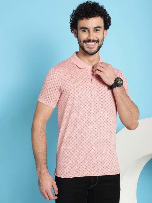 venitian- forbidden clothing rose pink slim fit printed polo t-shirt