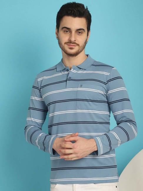 venitian- forbidden clothing light blue regular fit striped polo t-shirt