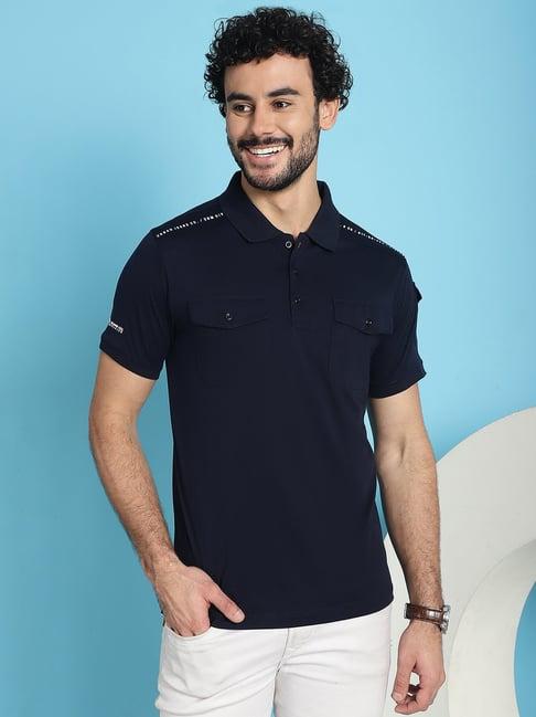 venitian- forbidden clothing navy slim fit printed polo t-shirt