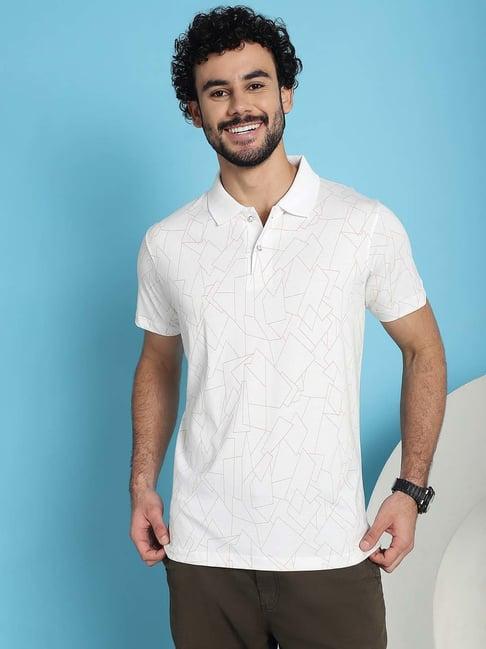 venitian- forbidden clothing white slim fit printed polo t-shirt