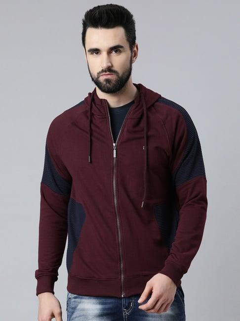 dixcy scott maximus maroon relaxed fit hooded sweatshirt