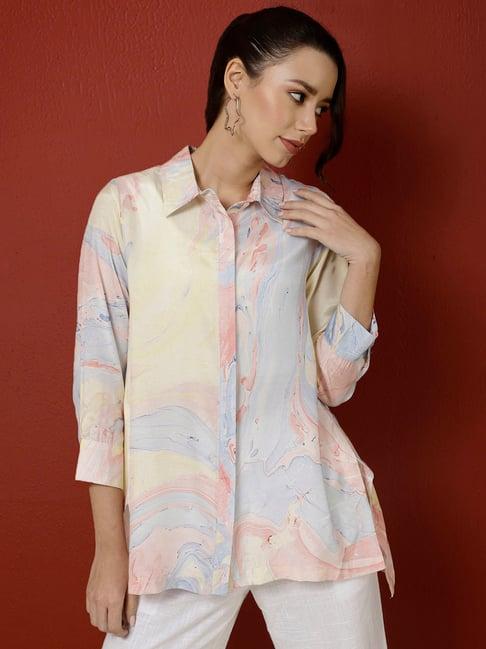 jaipur kurti light blue printed shirt