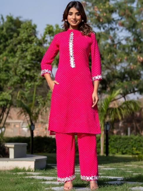 house of jamoti pink printed kurta palazzo set