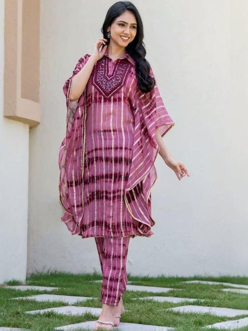 house of jamoti purple printed kurta pant set