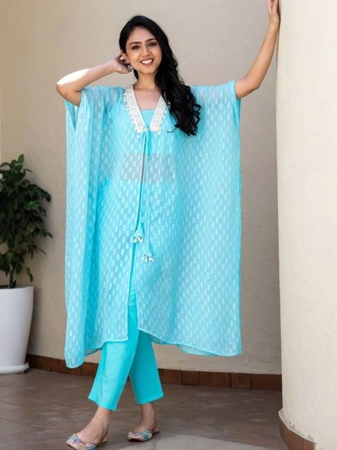 house of jamoti blue embroidered kurta pant set