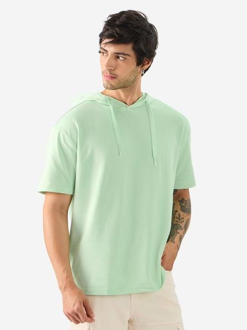 the souled store green loose fit hooded t-shirt