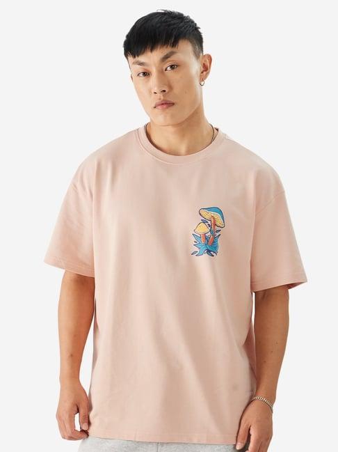 the souled store pink loose fit printed t-shirt