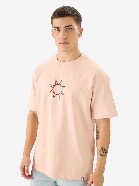 the souled store pink loose fit printed t-shirt