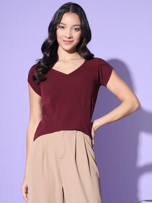 trend arrest maroon regular fit top